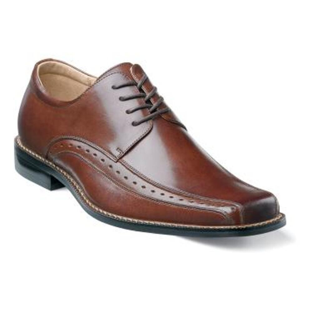 Stacy Adams Men 8.5 Brown Leather Demill Bike Toe Lace up Oxford Dress Work Shoe